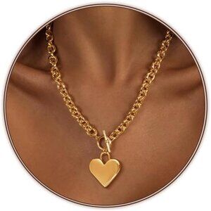 Gold and Silver Heart Necklace for Women Trendy Hypoallergenic Gift
